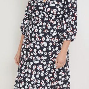 Eloquii premier wrap dress floral 18 navy NWT